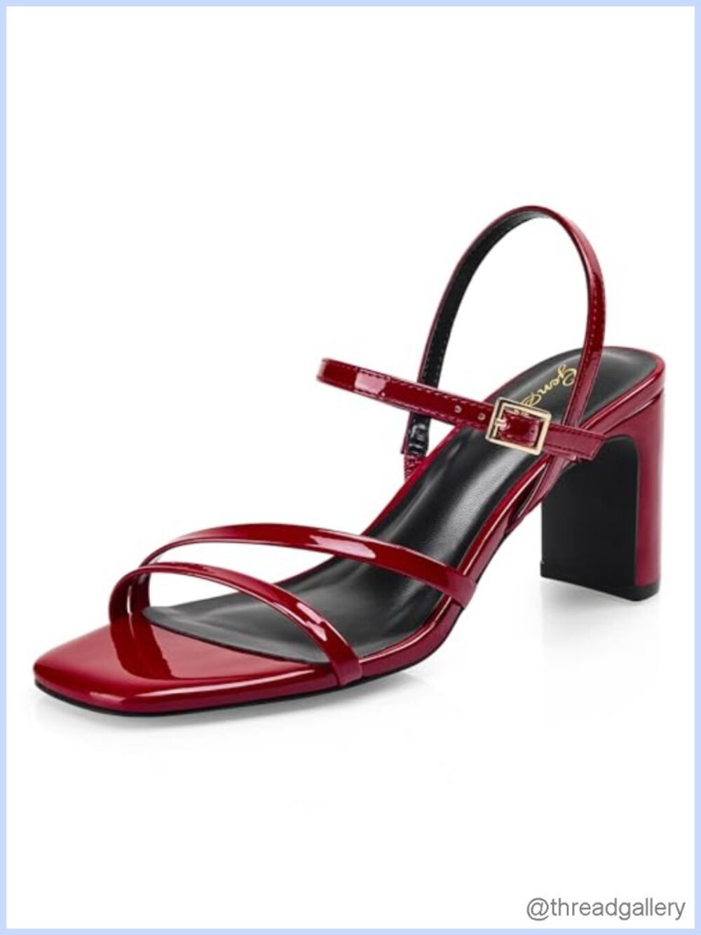 Chunky Strappy Block Heeled Sandals Square Open Toe 3 Inch Ankle Strap Dress